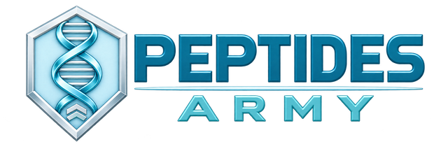 Emblème ADN PEPTIDES ARMY, écusson à gauche et lettrage horizontal